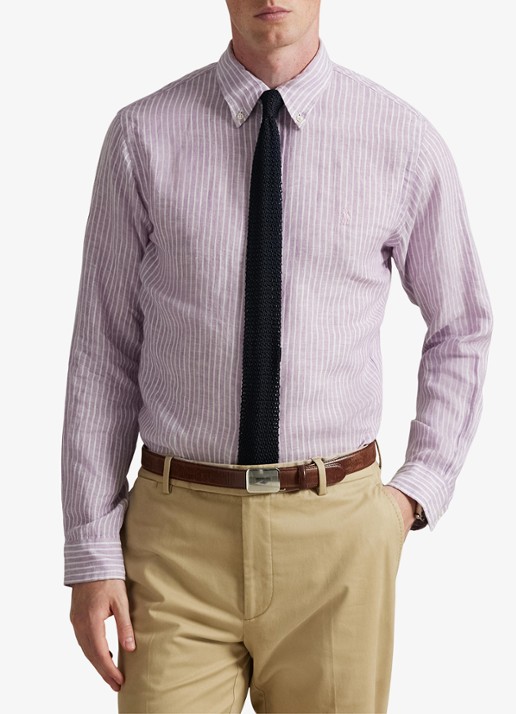 Ralph Lauren Regular fit overhemd van linnen met streepprint - detail 3 7188d lavender white-zykb