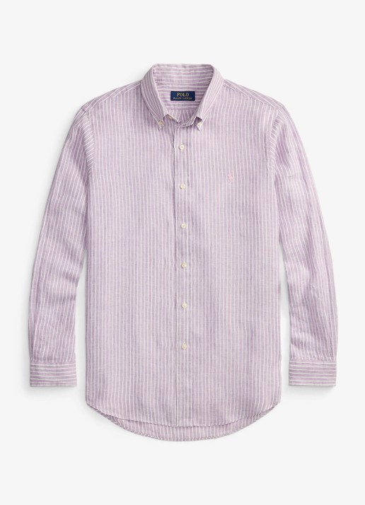 Ralph Lauren Regular fit overhemd van linnen met streepprint - voorkant 7188d lavender white-zykb