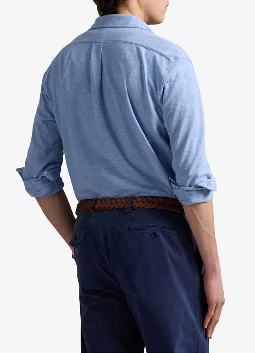 Ralph Lauren Regular fit overhemd van piqué katoen - achterkant 5 isle heather / blauw
