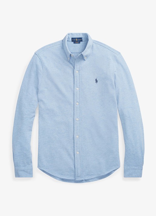 Ralph Lauren Regular fit overhemd van piqué katoen - voorkant isle heather / blauw