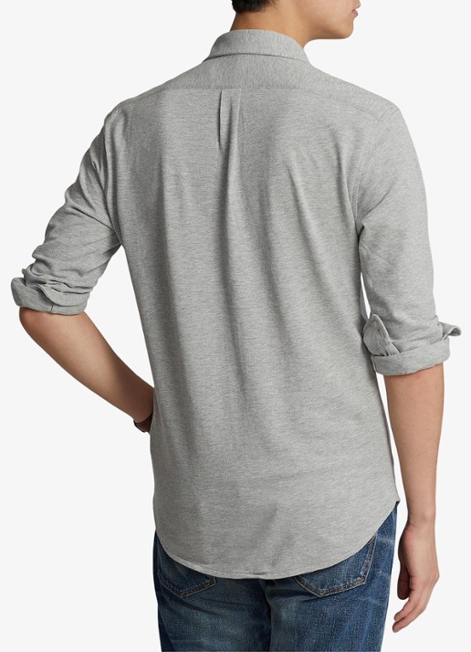 Ralph Lauren Regular fit overhemd van piqué katoen - achterkant 3 andover heather / grijs