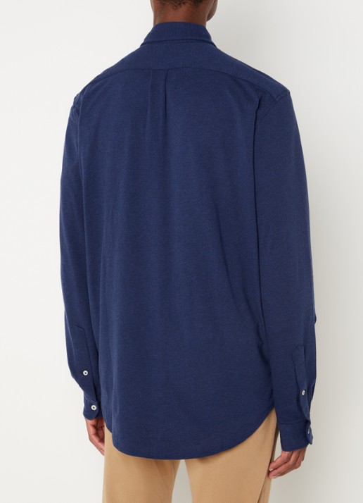 Ralph Lauren Regular fit overhemd van piqué katoen - achterkant 2 spring navy heather / donkerblauw