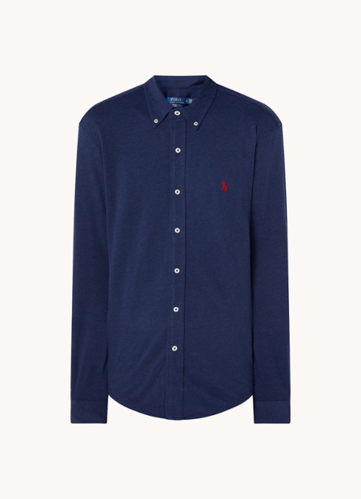 Ralph Lauren Regular fit overhemd van piqué katoen - voorkant 3 spring navy heather / donkerblauw