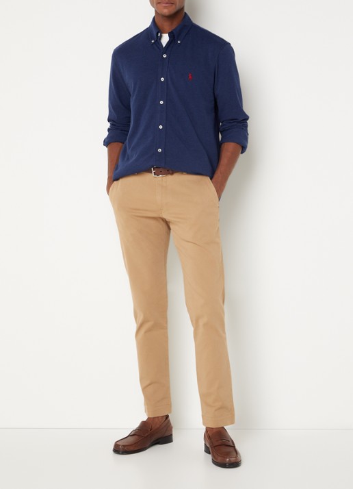 Ralph Lauren Regular fit overhemd van piqué katoen - voorkant 4 spring navy heather / donkerblauw
