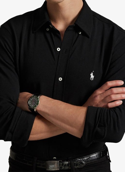 Ralph Lauren Regular fit overhemd van piqué katoen - detail 2 polo black / zwart 2