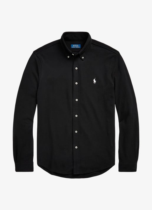 Ralph Lauren Regular fit overhemd van piqué katoen - voorkant 3 polo black / zwart 2