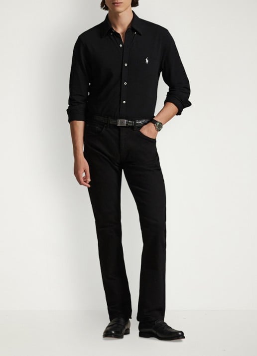 Ralph Lauren Regular fit overhemd van piqué katoen - voorkant 4 polo black / zwart 2