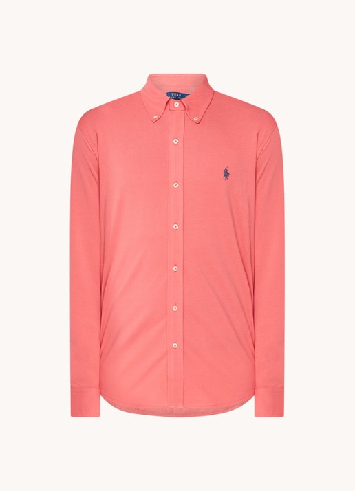 Ralph Lauren Regular fit overhemd van piqué katoen - voorkant 3 pale red / koraalrood