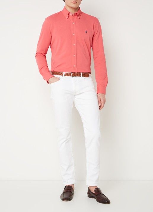 Ralph Lauren Regular fit overhemd van piqué katoen - voorkant 4 pale red / koraalrood