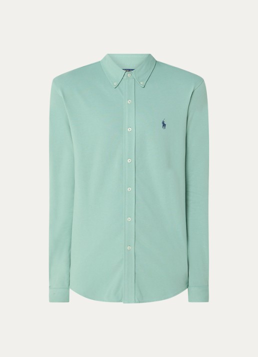 Ralph Lauren Regular fit overhemd van piqué katoen - voorkant faded mint / mint