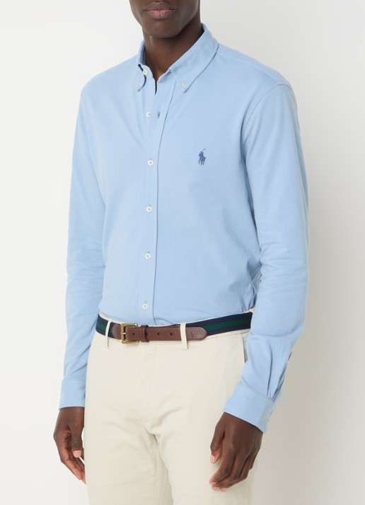 Ralph Lauren Regular fit overhemd van piqué katoen - detail vessel blue / staalblauw