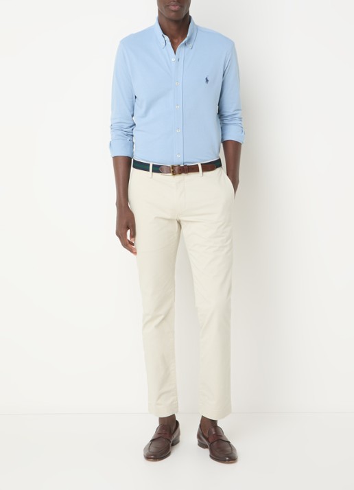 Ralph Lauren Regular fit overhemd van piqué katoen - voorkant 3 vessel blue / staalblauw