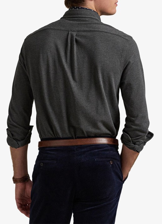 Ralph Lauren Regular fit overhemd van piqué katoen - achterkant 5 windsor heather / donkergrijs