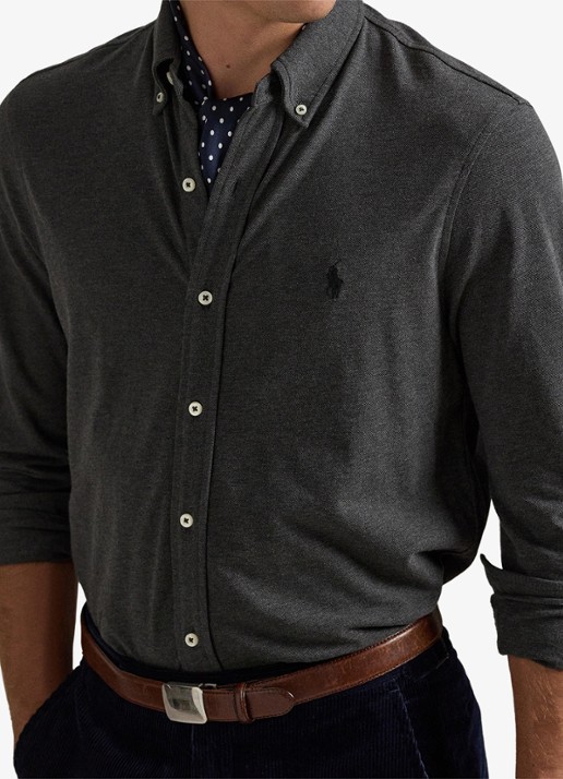 Ralph Lauren Regular fit overhemd van piqué katoen - detail 4 windsor heather / donkergrijs