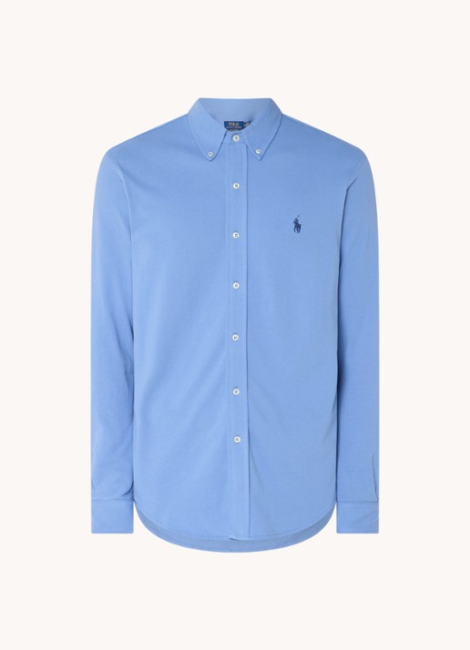 Ralph Lauren Regular fit overhemd van piqué katoen - voorkant 3 campus blue / blauwgrijs