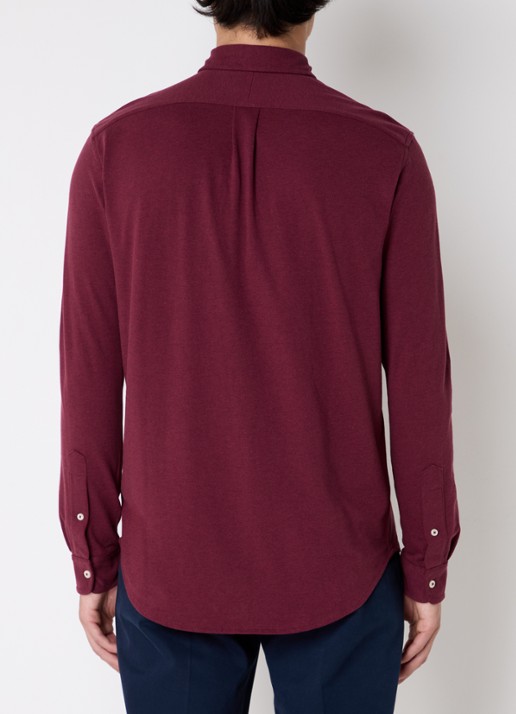 Ralph Lauren Regular fit overhemd van piqué katoen - achterkant 4 vintage port heather / bordeaux