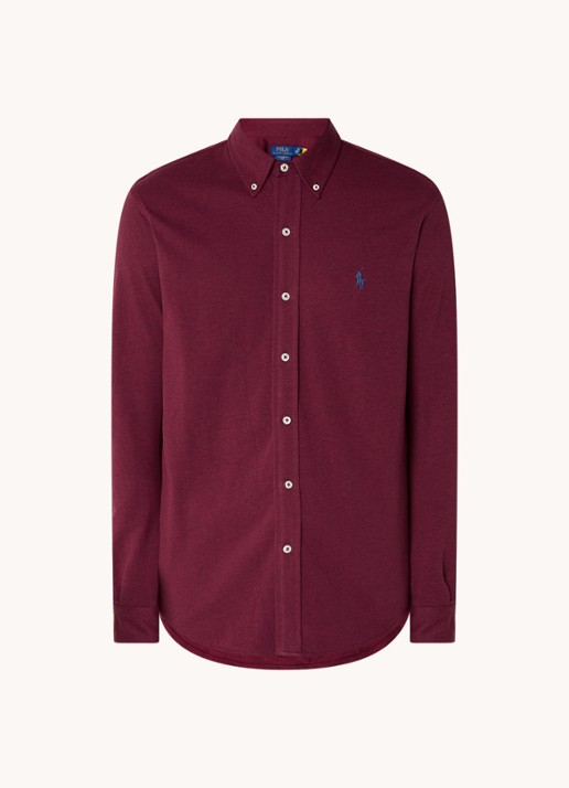 Ralph Lauren Regular fit overhemd van piqué katoen - voorkant 2 vintage port heather / bordeaux