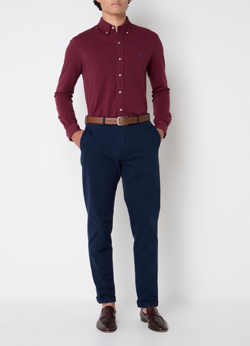 Ralph Lauren Regular fit overhemd van piqué katoen - voorkant 3 vintage port heather / bordeaux