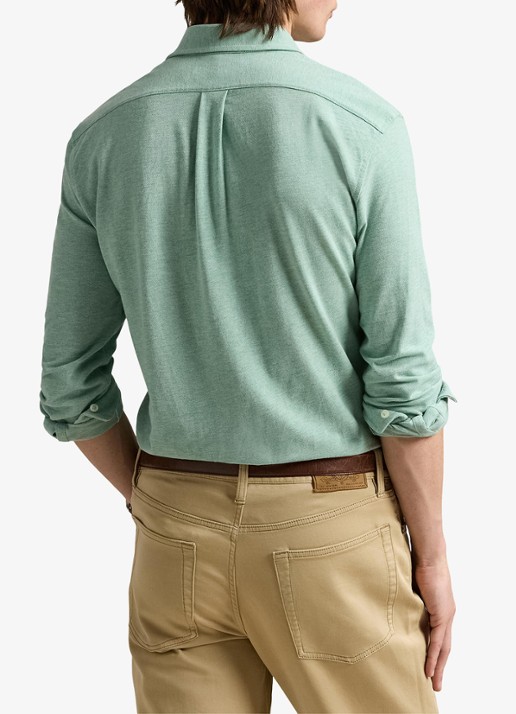 Ralph Lauren Regular fit overhemd van piqué katoen - achterkant 5 celadon heather / groen
