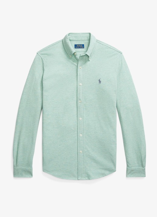 Ralph Lauren Regular fit overhemd van piqué katoen - voorkant 3 celadon heather / groen