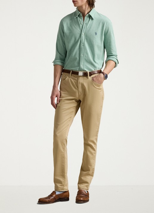 Ralph Lauren Regular fit overhemd van piqué katoen - voorkant 4 celadon heather / groen