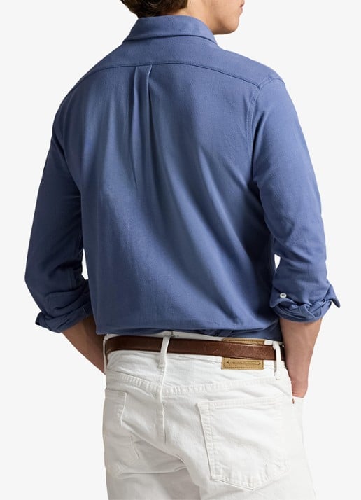 Ralph Lauren Regular fit overhemd van piqué katoen - achterkant capri blue / blauw