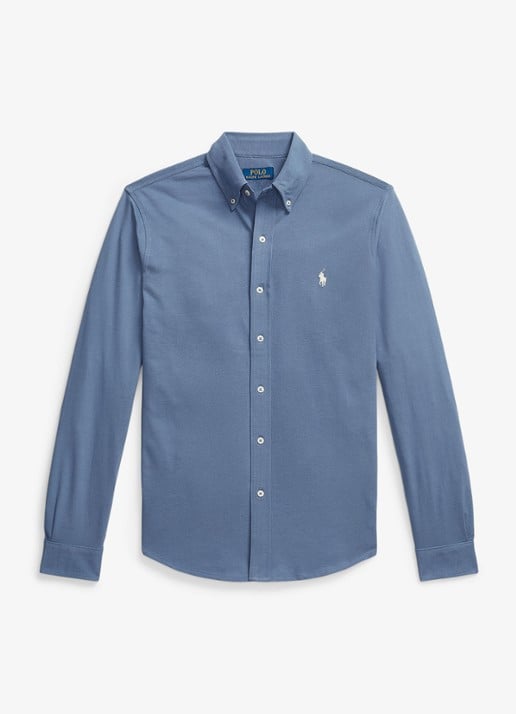 Ralph Lauren Regular fit overhemd van piqué katoen - voorkant 2 capri blue / blauw