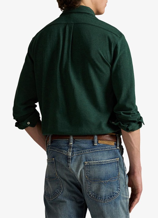 Ralph Lauren Regular fit overhemd van piqué katoen - achterkant 3 scotch pine heather / donkergroen