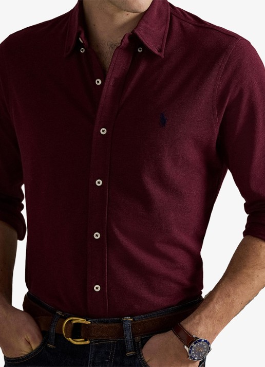 Ralph Lauren Regular fit overhemd van piqué katoen - detail 2 spring wine heather / wijnrood