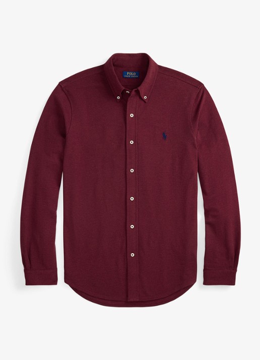 Ralph Lauren Regular fit overhemd van piqué katoen - voorkant 3 spring wine heather / wijnrood