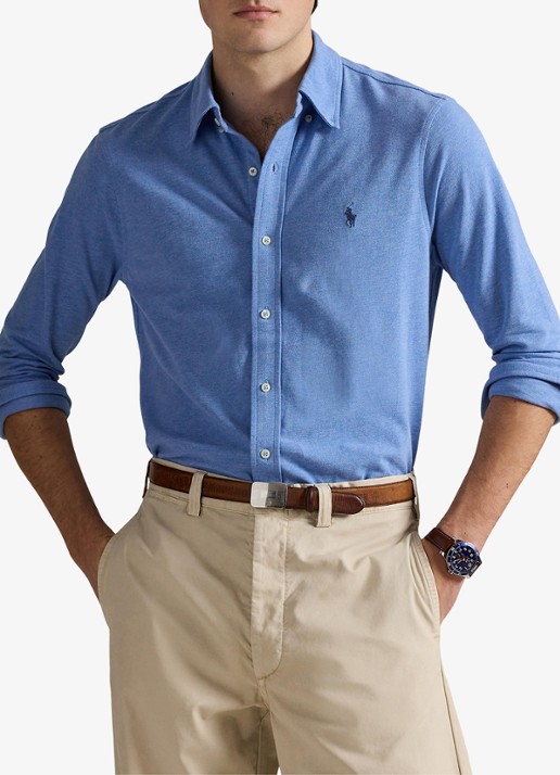 Ralph Lauren Regular fit overhemd van piqué katoen - detail 2 soft royal heather / blauw