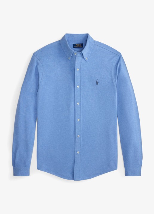 Ralph Lauren Regular fit overhemd van piqué katoen - voorkant 4 soft royal heather / blauw