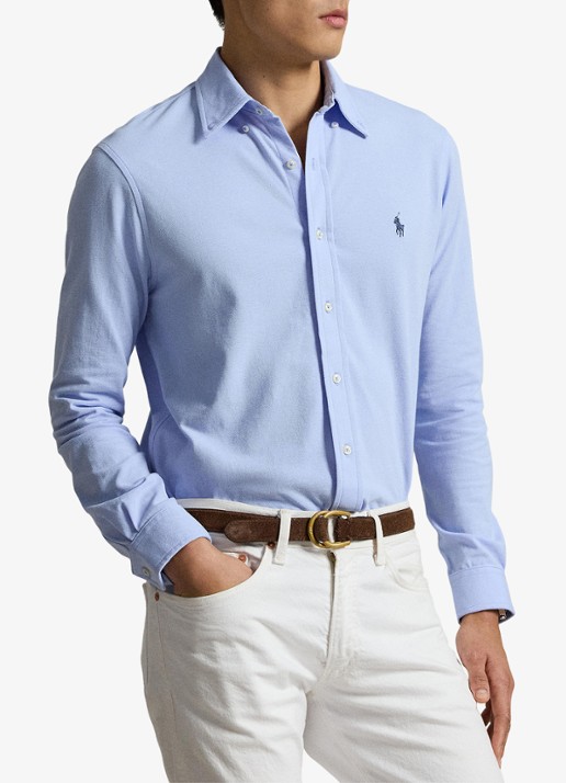 Ralph Lauren Regular fit overhemd van piqué katoen - voorkant 3 pebble blue c7952-zy57