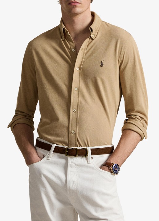 Ralph Lauren Regular fit overhemd van piqué katoen - voorkant 3 vintage khaki c8888-zy59