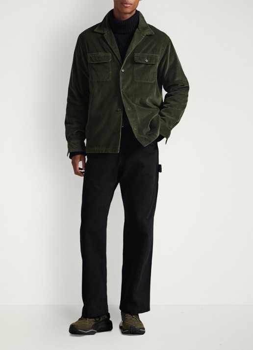 Ralph Lauren Regular fit overshirt van corduroy - voorkant 5 armadillo / legergroen