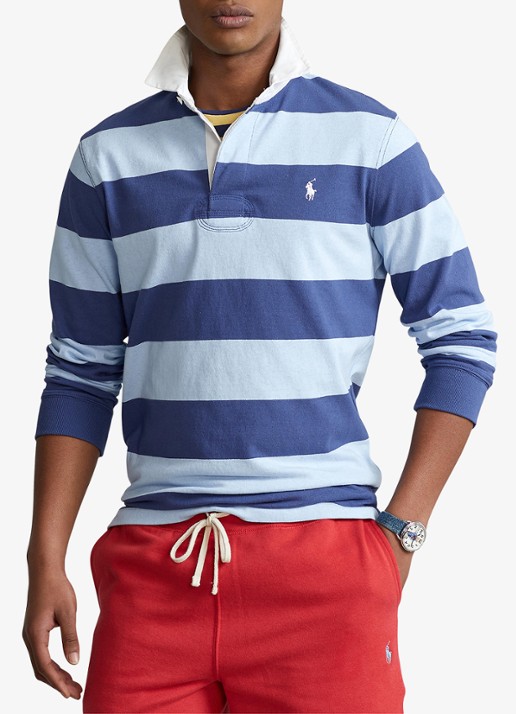 Ralph Lauren Regular fit polo met logo en streepprint - detail 3 light navy/office blue / blauw