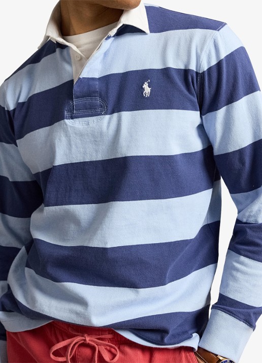 Ralph Lauren Regular fit polo met logo en streepprint - detail 4 light navy/office blue / blauw