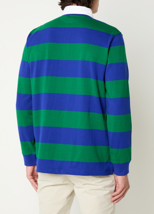 Ralph Lauren Regular fit polo met logo en streepprint - achterkant kobaltblauw