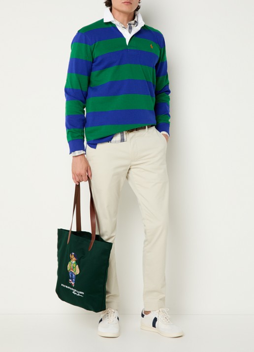 Ralph Lauren Regular fit polo met logo en streepprint - voorkant 3 kobaltblauw