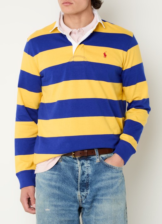 Ralph Lauren Regular fit polo met logo en streepprint - detail 3 lichtgeel