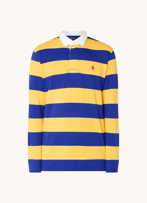 Ralph Lauren Regular fit polo met logo en streepprint - voorkant lichtgeel