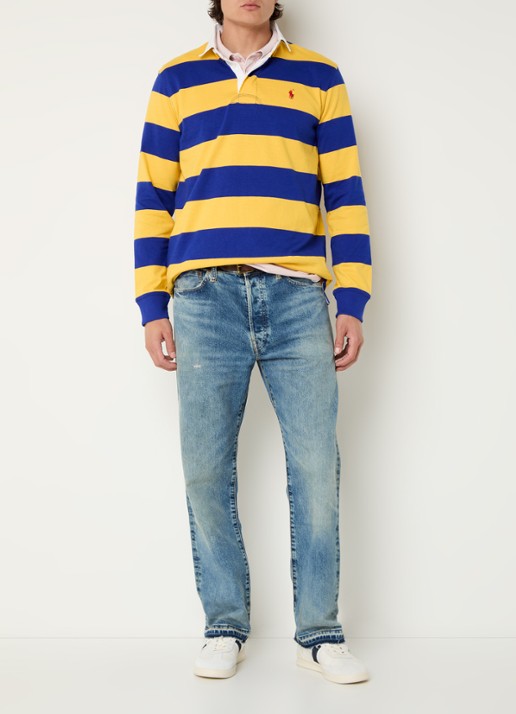 Ralph Lauren Regular fit polo met logo en streepprint - voorkant 2 lichtgeel