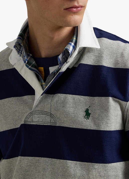 Ralph Lauren Regular fit polo met logo en streepprint - detail 2 grijs