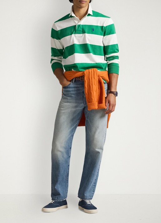 Ralph Lauren Regular fit polo met logo en streepprint - voorkant 5 groen