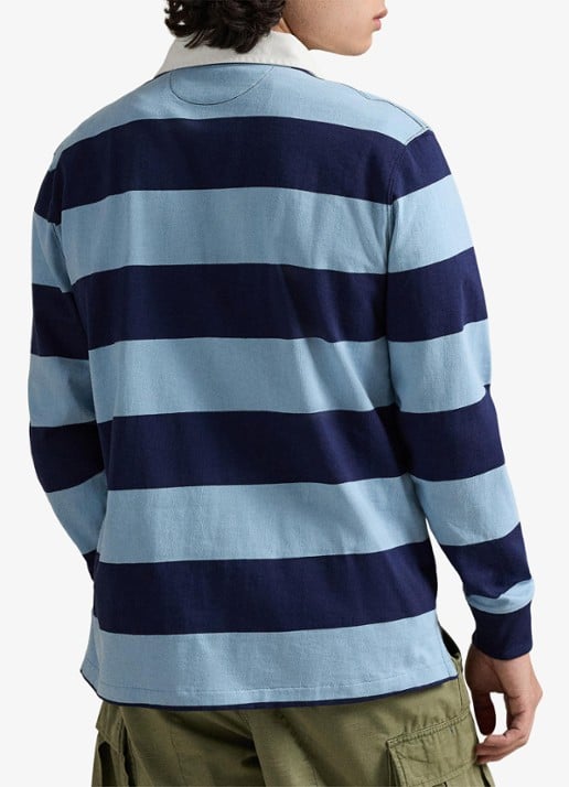 Ralph Lauren Regular fit polo met logo en streepprint - achterkant 5 powder blue