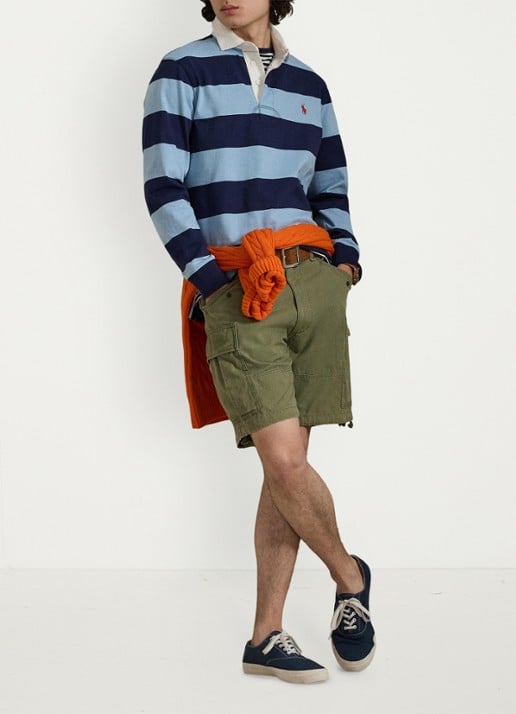 Ralph Lauren Regular fit polo met logo en streepprint - detail powder blue
