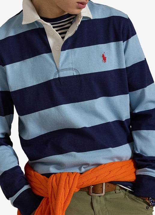 Ralph Lauren Regular fit polo met logo en streepprint - detail 2 powder blue