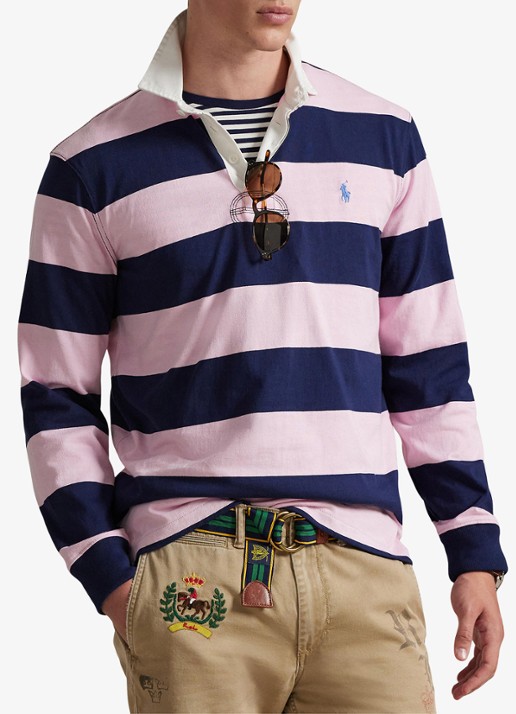 Ralph Lauren Regular fit polo met logo en streepprint - detail 3 carmel pink/newport navy / roze