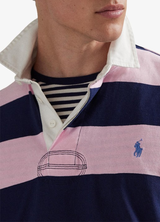 Ralph Lauren Regular fit polo met logo en streepprint - detail 4 carmel pink/newport navy / roze