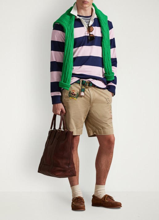 Ralph Lauren Regular fit polo met logo en streepprint - voorkant 2 carmel pink/newport navy / roze